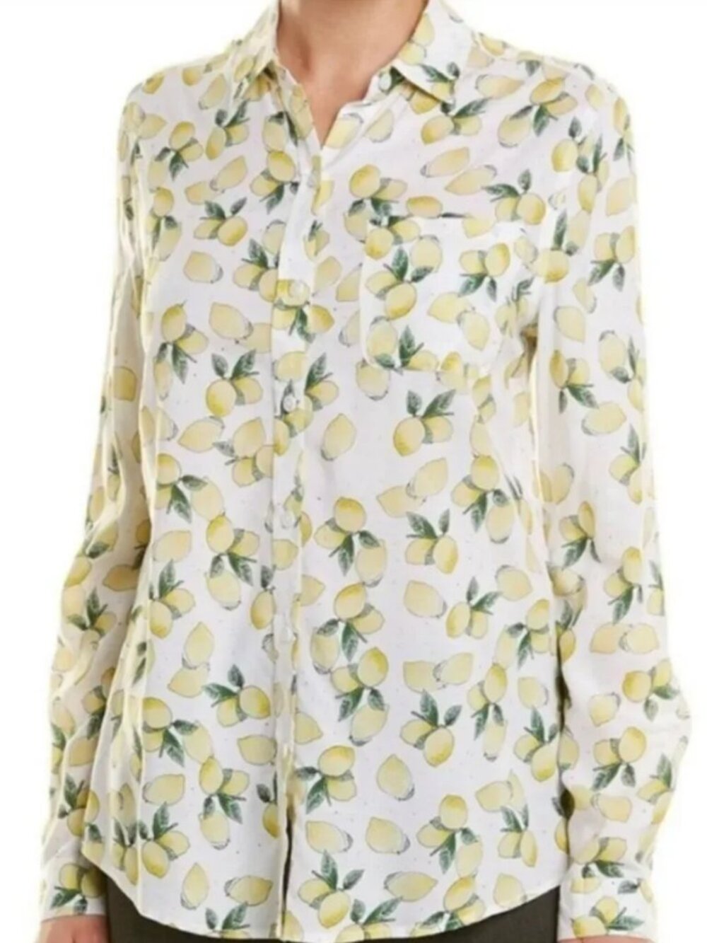 beachlunchlounge White Lemon Print Button-Down Shirt